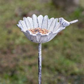 White Daisy Birdfeeder Garden Stake