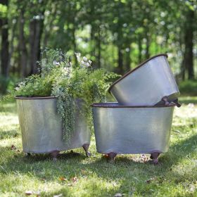 Set of Three Galvanized Clawfoot Tubs