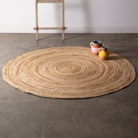 Natural and Ivory Swirl Jute Rug