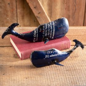 Set of Two Recycled Metal Whales