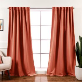 52 x 84 inch Solid Orange Apricot Thermal Blackout Curtain Panels - Set of 2