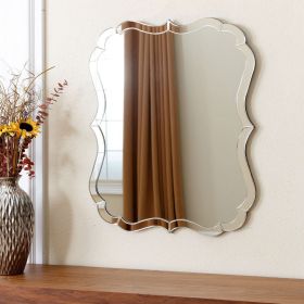 Venetian Style Curvy Vanity Wall Mirror in Silver Finish