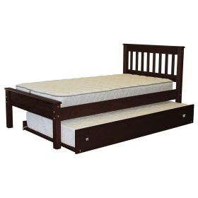 Twin size Platform Bed Daybed with Trundle in Cappuccino