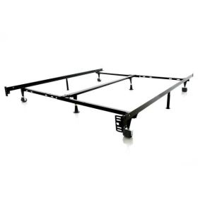 Universal size 9-Leg Metal Bed Frame with Rug Rollers and Headboard Brackets