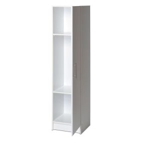 White Tall Storage Cabinet for Brooms and Mops