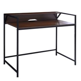 Modern Compact Computer Desk in Dark Brown and Black