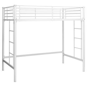 Twin size Modern Student Dorm Loft Bed Frame in White