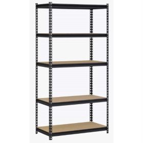 Heavy Duty 5-Shelf Riveted Steel Storage Rack Shelving Unit in Black