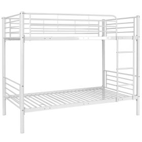 Twin over Twin Steel Bunk Bed Frame with Ladder in White