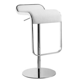 Modern Adjustable Height Bar Stool with White Faux Leather Swivel  Seat