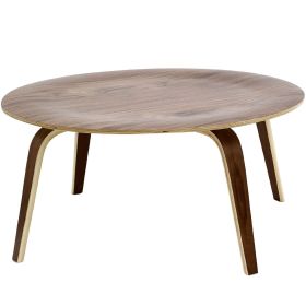 Modern Molded Plywood Mid-Century Style Coffee Table in Walnut Wood Finish