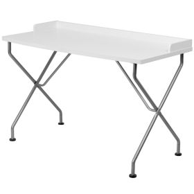 Modern White Top Silver Frame Office Table Computer Desk