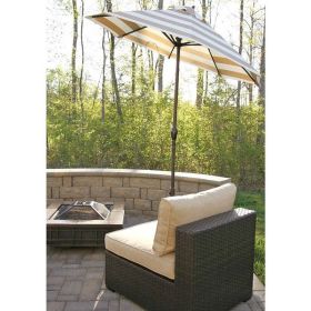 outBeige and White Stripe 7.5-Ft Collar Tilt Patio Umbrella with Crank