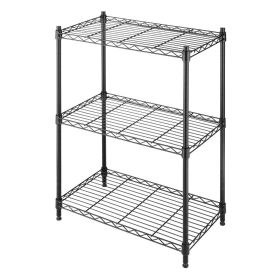 Small 3-Shelf Storage Rack Shelving Unit in Black Metal