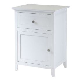 White 1-Drawer Bedroom Bedside Table Cabinet Nightstand End Table