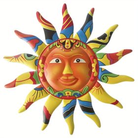 1pc, Creative Metal Sun Wall Decor, Metal Wall Art Decorative Pendant (13''), Celebration Decor