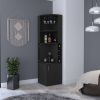 Bar Cabinet Paprika, 8 Wine Cubbies, Double Door, Black Wengue Finish