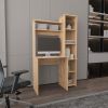 Marston 6-Shelf Writing Desk with Built-in Bookcase Light Oak