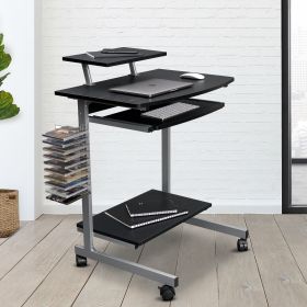 Techni Mobili Compact Computer Cart With Storage, Espresso