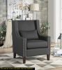 Traditional Accent Chair with Pillow Nail head Trim Dark Gray Polyester Upholstered Solid Wood Furniture Modern Living Room Chair