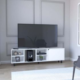 TV Stand for TVs up 70" Estocolmo, Four Open Shelves, White Finish