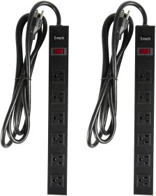 Bosonshop 2 Pack Long Power Strip Surge Protector, 6 Outlets Metal Heavy Duty Power Outlet, Wall Mountable with Hook & Loop, 6 ft Long Extension Cord,