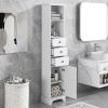 White Tall Bathroom Cabinet, Freestanding Storage Cabinet with 3 Drawers