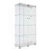 Two Door Glass Cabinet Glass Display Cabinet with 4 Shelves, White