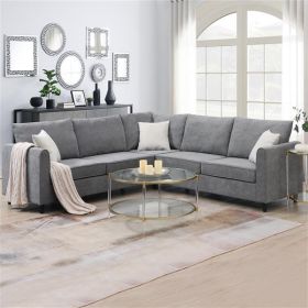 91" Modern Upholstered Living Room Sectional Sofa, L Shape Furniture Couch with 3 Pillows