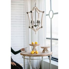 Light Wood Chandelier, Hanging Light Fixture with Adjustable Chain for Kitchen Dining Room Foyer Entryway, Bulb Not Included