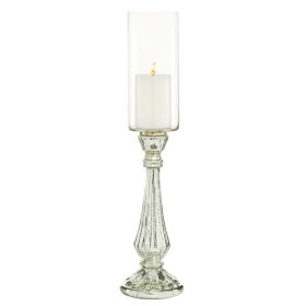 Pillar Hurricane Lamp with Faux Mercury Glass Finish