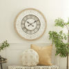 White Wood Floral Carved Wall Clock