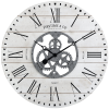 First Time & Co. White Shiplap Gears Wall Clock, Farmhouse, Analog, 27 x 2 x 27 in