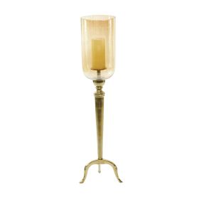 Dec Mode Gold Aluminum Single Candle Hurricane Lamp