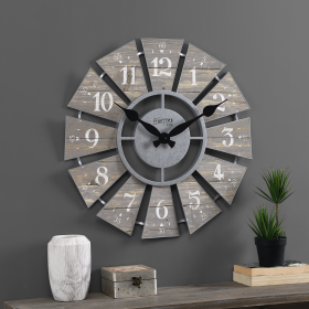 First Time & Co. Gray Numeral Windmill Wall Clock, Farmhouse, Analog, 24 x 2 x 24 in