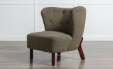 Accent Chair, Upholstered Armless Chair Lambskin Sherpa Single Sofa Chair with Wooden Legs, Modern Reading Chair for Living Room Bedroom Small Spaces