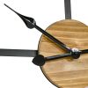 HOMCOM 36 Inch Large Wall Clock, Silent Non Ticking Wood Metal Farmhouse Roman Numeral Clocks for Living Room Decor, Battery Operated, Black