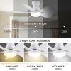 30 Inch Modern Floral Art Matte White Indoor LED Flush Mount  Small Ceiling Fan With Light and  Remote Control