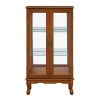 Cabinet Lighted Display Cabinet with Adjustable Shelves and Mirrored Back Panel, Tempered Glass Doors (Oak, 3 Tier), (E26 light bulb not included)