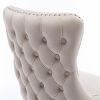 Upholstered Wing-Back Dining Chair with Backstitching Nail head Trim and Solid Wood Legs,Set of 2, Beige,SW8809BG,KD