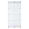 Two Door Glass Cabinet Glass Display Cabinet with 4 Shelves, White