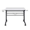 Techni Mobili Rolling Writing Desk with Height Adjustable Desktop and Moveable Shelf, White