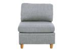 Living Room Furniture Armless Chair Light Grey Dorris Fabric 1pc Cushion Armless Chair Wooden Legs