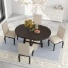 5-Piece Farmhouse Dining Table Set Wood Round Extendable Dining Table and 4 Upholstered Dining Chairs (Espresso)