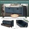 Storage Bench with Removable Basket and 2 Drawers, Fully Assembled Shoe Bench with Removable Cushion (Navy)