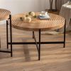 33"Modern Thread Design Round Coffee Table , MDF Table Top with Cross Legs Metal Base