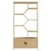 Rattan bookshelf 7 tiers Bookcases Storage Rack with cabinet for Living Room Home Office, Natural, 39.4'' W x 13.8'' D x 75.6'' H.