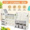 Kids Bookshelf Toy Storage Organizer with 17 Bins and 5 Bookshelves, Multi-functional Nursery Organizer Kids Furniture Set Toy Storage Cabinet Unit wi