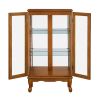 Cabinet Lighted Display Cabinet with Adjustable Shelves and Mirrored Back Panel, Tempered Glass Doors (Oak, 3 Tier), (E26 light bulb not included)