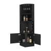 Bar Cabinet Paprika, 8 Wine Cubbies, Double Door, Black Wengue Finish